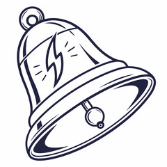 Simple Bell Line Art With Lightning Bolt Symbol Design Vector
