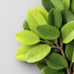 Close-up shot of lush green leaves against a clean white backdrop Ideal for various design projects - resolution tropical greenery close-up nature