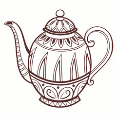 Decorative Teapot Illustration Ornate Tea Pot Design Element Isolated