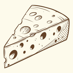 Hand Drawn Cheese Illustration Swiss Style Vector Food Fresh Dairy Product