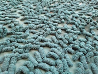 close up of a blue wool