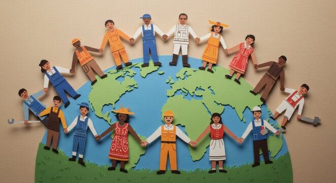 Diverse community collaboration unity around the world global network teamwork people together connection earth