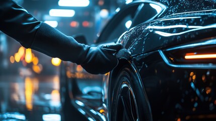 Meticulously detailing a modern vehicle, ensuring showroom shine and protection