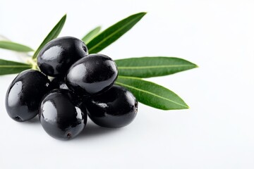 Fresh black olives on branch