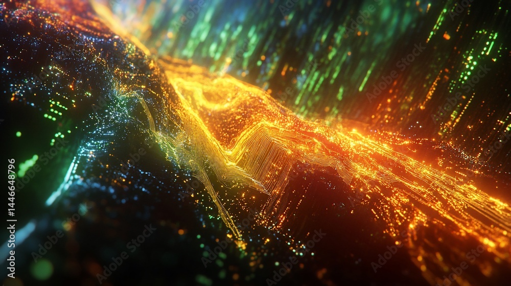 Aufkleber abstract technology background with glowing lines and data points visualized