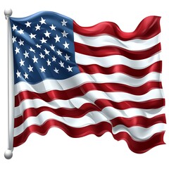Obraz premium The American Flag Waving Proudly On A White Background