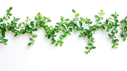 Obraz premium Lush green vine garland arranged on a white background