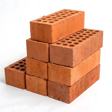 Fototapeta Stack of red bricks isolated on white background
