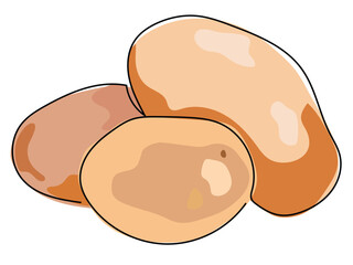 Potato in continuous line drawing on a white background.
