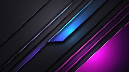 Obraz premium Abstract dark background with diagonal glowing lines in blue and purple