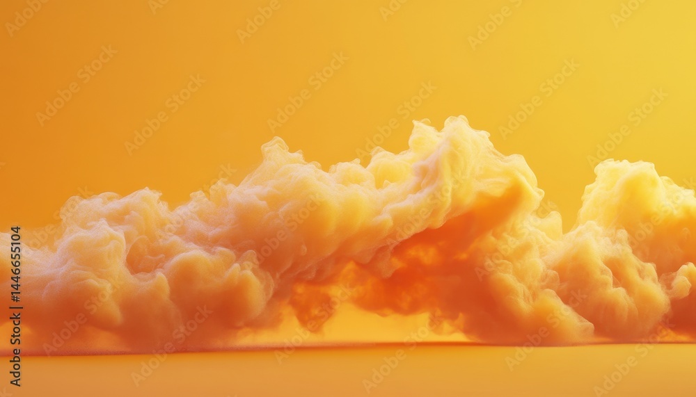 Poster Abstract Amber Cloud Formation on Orange Gradient Background Seamless Flowing Texture Design with Soft Lighting and Smooth Color Transition 3D Rendering