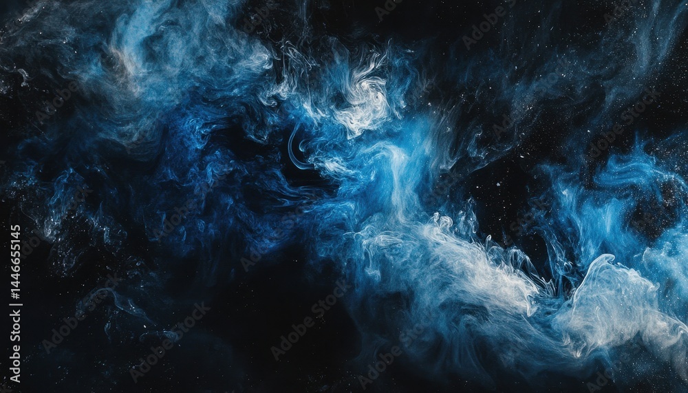 Aufkleber abstract blue nebula in space with swirling cosmic dust and stars a dark night sky background for cr