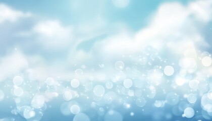 Obraz premium Abstract Blue Sky Background with Bokeh Lights and White Clouds Creates a Dreamy Soft and Heavenly Aesthetic