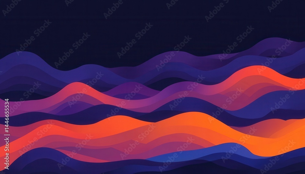 Aufkleber abstract gradient waves background in shades of purple violet orange and navy for modern digital des