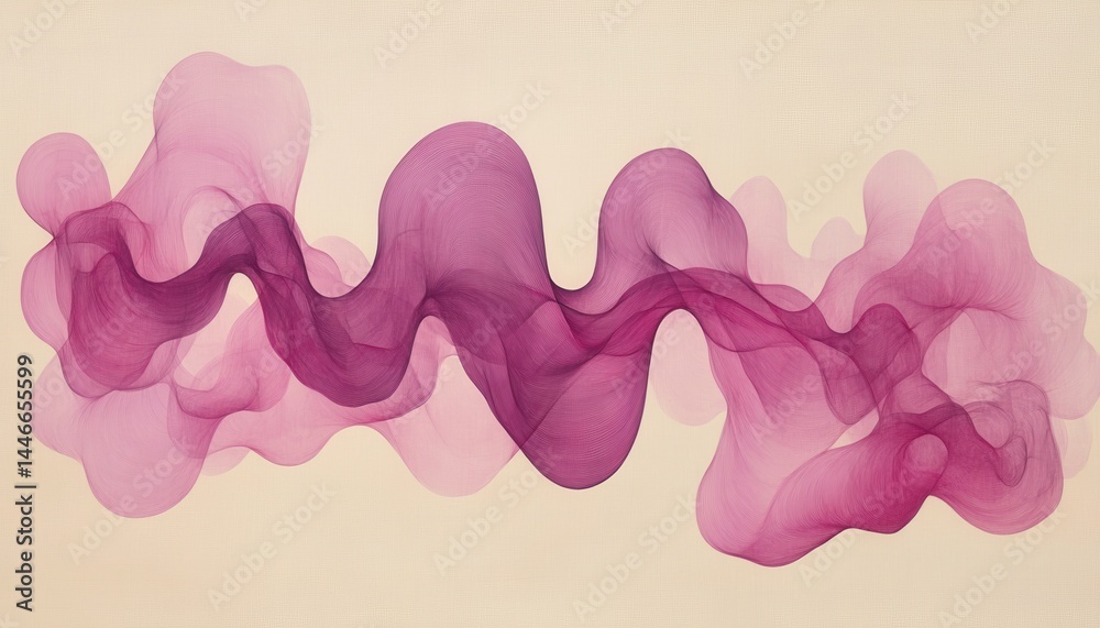 Aufkleber Abstract Magenta Swirls on Beige Canvas Background with Fluid Motion and Subtle Textures Creating a Dynamic and Modern Design Element