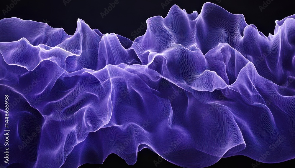 Poster Abstract Purple Wave Pattern Background with Intricate Digital Art Style Texture and Modern Design in Dark Violet Tones for Graphic Wallpaper and Presentation Template