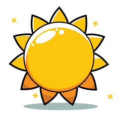 Art & Illustration 2D Cartoon sun vector with happy face. Perfect for summer, vacation, beach party, weather icons, and children’s designs. Bright, cheerful, and easy to customize.