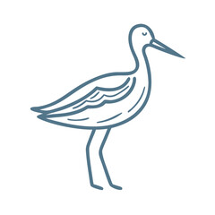 Minimalist American Avocet Line Art Illustration