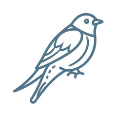 Purple Martin Bird Icon, Minimalist Line Art