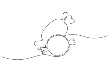 Continuous one line drawing of Candy. Single line drawing illustration of Sweet candy caramel or chocolate. Sweet and dessert themes concept vector art. Doodle line illustration.