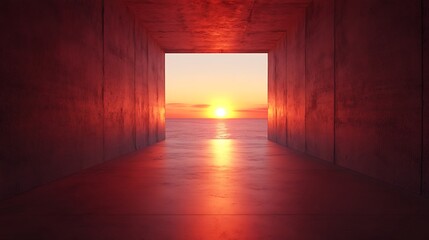 Concrete Tunnel Sunset Sea View