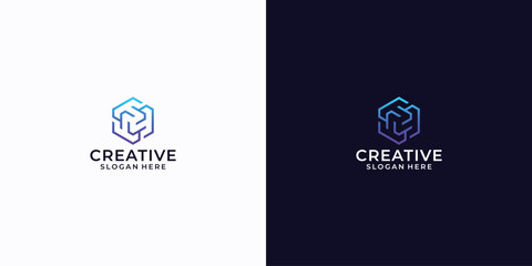 creative letter ttt exagon logo