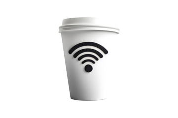 Cup with wifi symbol isolated on transparent background