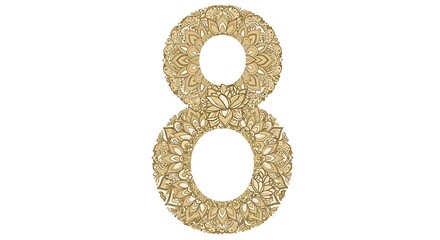 Number Eight Floral Design on White Background