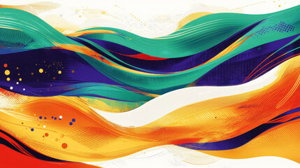 Picturesque abstract landscape illustration depicting fluid, colorful brushstrokes creating a captivating scene ideal for photography illustrations copy purposes.