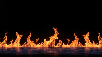 Naklejka premium Fiery Orange Flames Against a Black Background