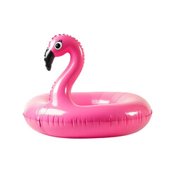Beach flamingo. Pink pool inflatable flamingo for summer beach isolated on white background. Trendy summer concept. Ai Generated Images