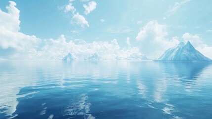 Serene Arctic vista unveiling icy peaks mirrored in tranquil cerulean waterscape