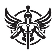 Spartan with Wings Logo Vector Illustration
