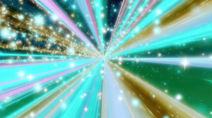 Fototapeta premium Vibrant and colorful abstract background with radiant light beams and sparkling stars creating dynamic and magical atmosphere full of energy and brightness