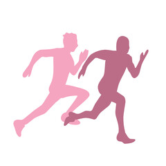 silhouette vector of male and female runners