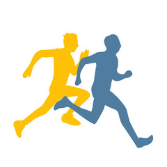 silhouette vector of male and female runners