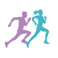 silhouette vector of male and female runners