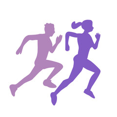 silhouette vector of male and female runners