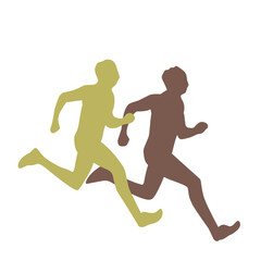 silhouette vector of male and female runners