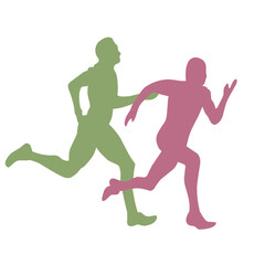 silhouette vector of male and female runners