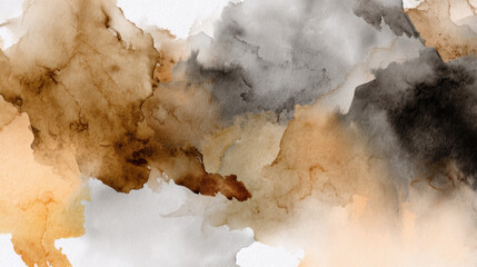Brown watercolor texture with beige and gray shades creating soft, dusty abstract background in pale pastel tones, evoking calm and natural artistic expression