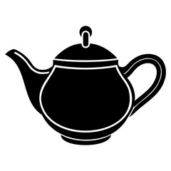 Teapot Icon Black Silhouette Vector Illustration on Transparent Background