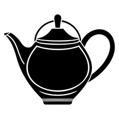 Teapot Silhouette Vector Illustration in Black for Tea Designs on Transparent Background