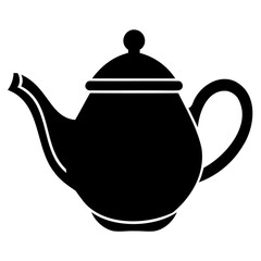 Simple Teapot Black Icon Silhouette Vector on Transparent Background