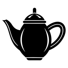 Simple Teapot Black Icon Silhouette Vector on Transparent Background