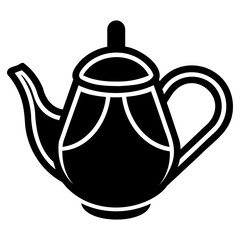 Minimal Black Teapot Icon Vector Art on Transparent Background