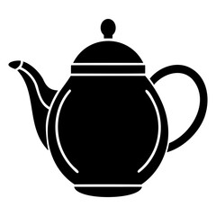 Minimal Black Teapot Icon Vector Art on Transparent Background
