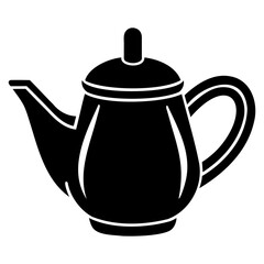 Teapot Silhouette Vector Illustration in Black for Tea Designs on Transparent Background