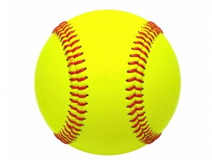 Softball: Vibrant Yellow Sphere with Red Stitching
