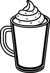 Coffee Whipped Cream on a mog outline vector illustration